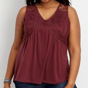 NWT Maurices burgundy crocheted trim tank